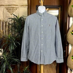 Ralph Lauren Tan Pony Shirt M | Blue Green Windowpane Check Cotton Button Down